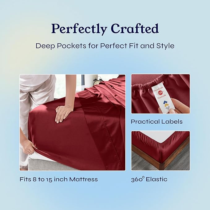 California Design Den Twin Sheets Set - Soft 400 Thread Count Sateen, Natural 100% Cotton Sheets with Deep Pockets, and Durable Bedding Set - Bright True Red