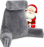 Husband Pillow Medium Dark Grey, Backrest for Kids, Teens, Petite Adults - Reading Pillows with Arms, Adjustable Loft, Plush Memory Foam, Bed Rest Chair Sitting Up, Detach Neck Roll, Removable Cover