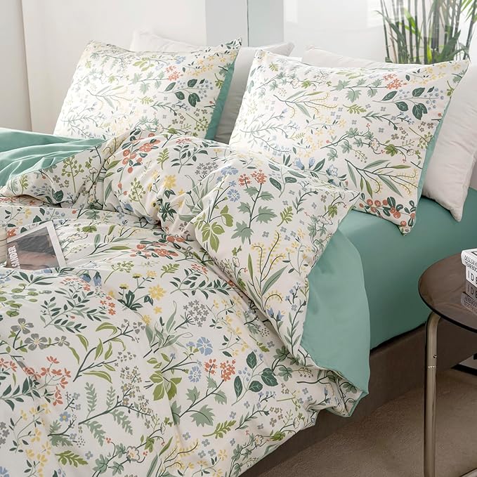 King Duvet Cover Set Floral 100% Brushed Microfiber Chic Floral Bedding Set King 3 Pieces Floral King Duvet Cover for All Seasons 1 Duvet Cover and 2 Pillowcases with Zipper Closure (Floral, King)