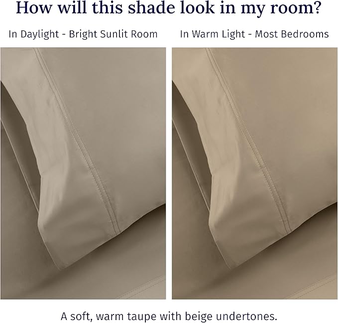 California Design Den Luxury Twin Sheet Set - 100% Cotton, 600 Thread Count Deep Pocket Twin Sheets, Soft Hotel-Quality Bedding with Sateen Weave (Cool Taupe)