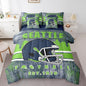Erosebridal Football City Bedding Set Classic Sports Helmet Boys Bed in A Bag King, Rugby Fans Comforter Sets with Sheets for Boys Gridiron Seasonal Bed Set Navy Green Room Decor