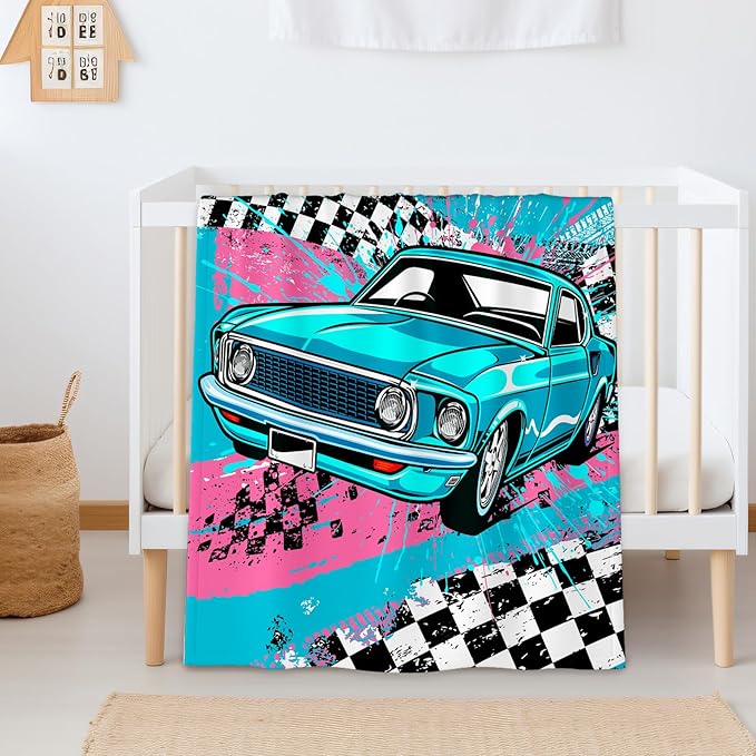 Boys Blanket Gifts Cars Blankets for Kids Teens Adults - 60" x 80" Cool Car Themed Soft Lightweight Flannel Throws for Couch, Sofa, Bed, Bedroom Decor