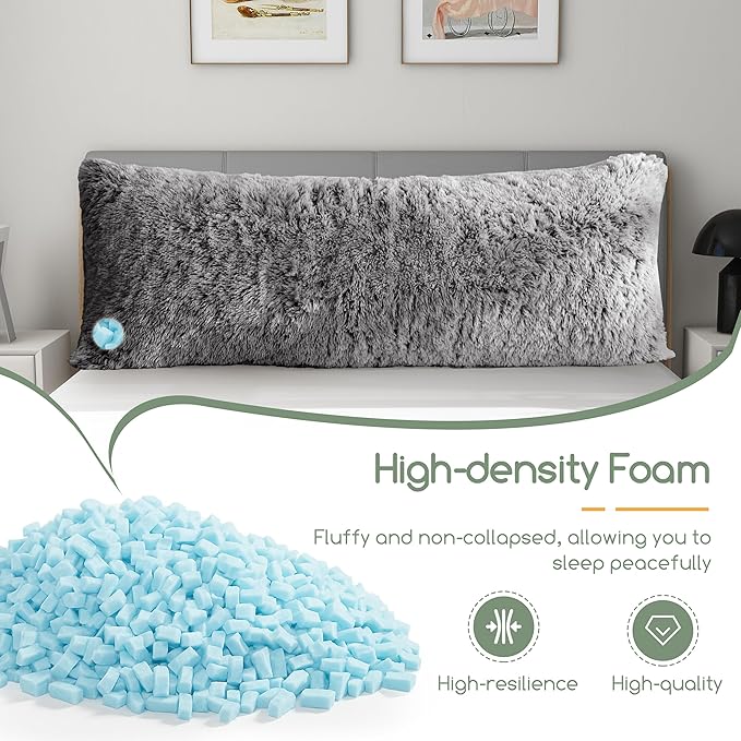 HIGOGOGO Body Pillow for Adults Extra Long Full Body Pillow with Removable Cover and Memory Foam Filling, for Side Sleepers and Pregnancy, Soft Support Pillow, Machine Washable (20x54 Inch)