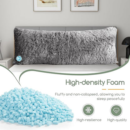 HIGOGOGO Body Pillow for Adults Extra Long Full Body Pillow with Removable Cover and Memory Foam Filling, for Side Sleepers and Pregnancy, Soft Support Pillow, Machine Washable (20x54 Inch)