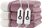 Electric Heated Blanket King Size 90"x100" - Dual-Sided with Microplush & Sherpa Fabric, 4 Heat Settings & 10 Hours Auto Off, Dual Controller, Machine Washable - Berry