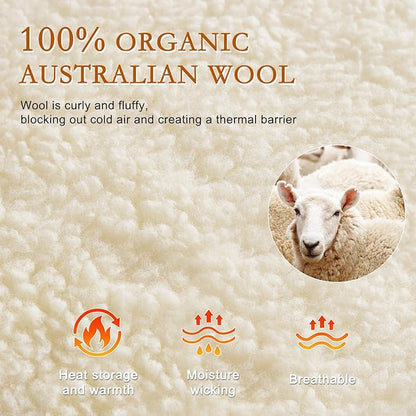 YOUR MOON Wool Fleece Mattress Pad Twin – Organic Australian Wool Plush Mattress Topper, 370GSM Velvet Breathable Bed Mattress Cover with 16" Deep Pocket, 39"x75", White