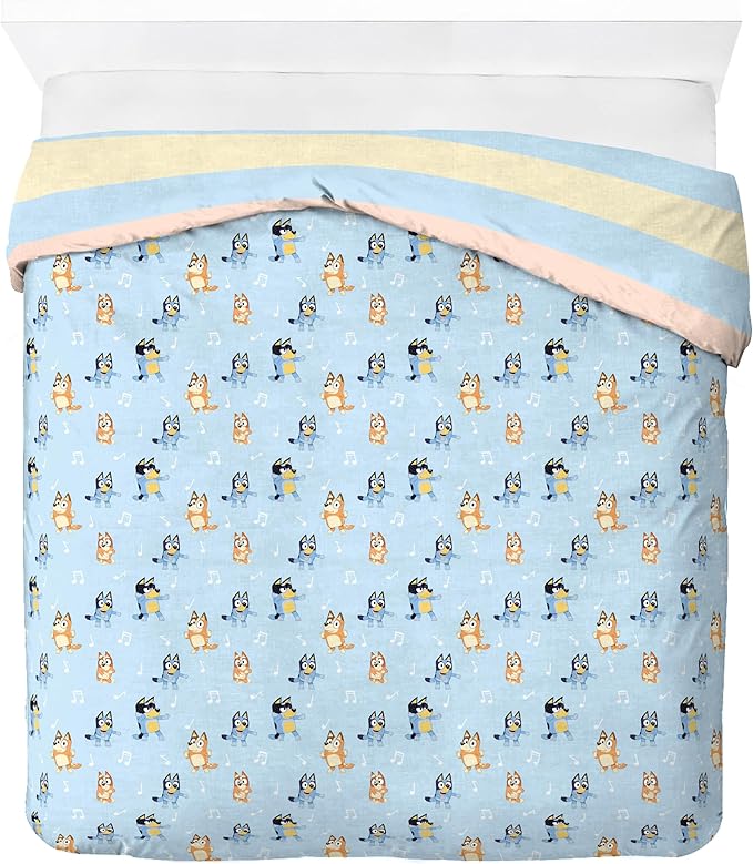 Jay Franco Kids Duvet Cover Set – 3 Piece Super Soft Bedding with Sham Pillowcase, Cover ONLY - Comforter Not Included, Multi - Bluey, Full