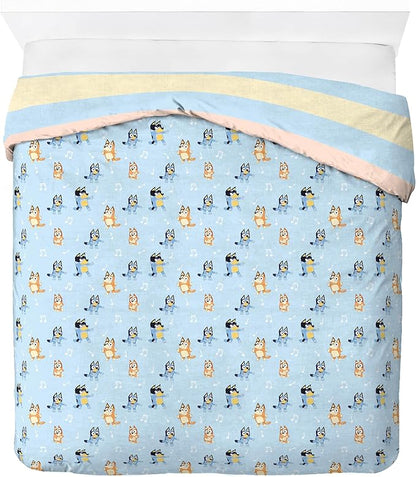 Jay Franco Kids Duvet Cover Set – 3 Piece Super Soft Bedding with Sham Pillowcase, Cover ONLY - Comforter Not Included, Multi - Bluey, Full