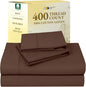 California Design Den Natural 100% Cotton King Size Sheets Set - Soft 400 Thread Count Sateen, Deep Pocket Bed Sheets, Breathable, and Durable Bedding Set - Espresso Chocolate Brown
