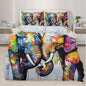 Elephant Duvet Cover Twin Elephant Cuddling Up Bedding Set 2 Piece for Kids Bedroom Colorful Graffiti Art Comforter Cover with Zipper Ties & 1 Pillowcases