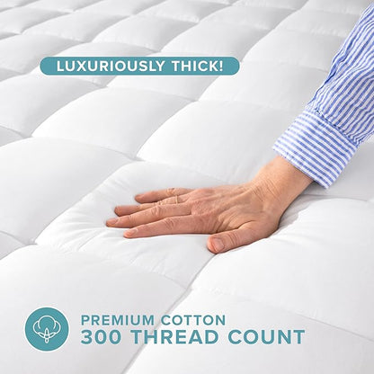 Bare Home California King Cotton Top Mattress Cover - Deep Pockets, Breathable, Down Alternative Fiber Fill