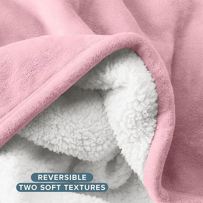 Bare Home Sherpa Fleece Blanket - Twin/Twin Extra Long - Blanket for Bed, Sofa, and Couch - Warm & Lightweight - Fluffy & Soft - Reversible (Twin/Twin XL, Light Pink)