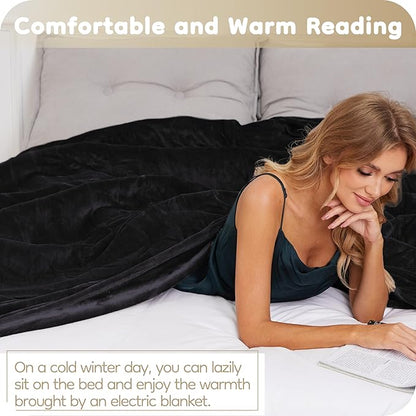 Electric Heated Blanket Full Size 72×84, Breathable & Luxurious Flannel, Soft Warm Gift with Over-Heat Protection, 4 Heating Levels & 10 H Auto Shut Off, Machine Washable, Dark Grey