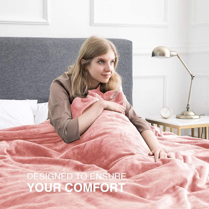 IR Imperial Rooms Fleece Blanket - Super Soft Fluffy Baby Pink Throw Blanket for Sofa and Bed - Warm and Cozy Lightweight 400 GSM Microfiber Bed Throws Blankets, 50 x 60 Inches (Throw/Travel)