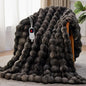 Heated Blanket Queen Size with 1/2/4/6/8 Hours Auto-Off 10 Heat Level, 72'' * 84'' Cozy Faux Rabbit Fur Bubble Electric Blanket with Overheat Protection(Tie-Dye Dark Grey)