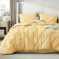Bedsure California King Comforter Set Yellow - Bed in a Bag Cal King Bedding Set 7 Pieces, GentleSoft™ Pintuck Bed Set Gift for Family, Pinch Pleat Yellow Comforter with Sheets, Pillowcases & Shams