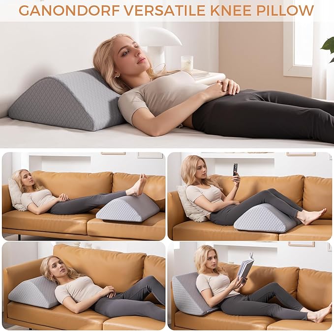 Knee Wedge Pillow 6.9'' for Post-Surgery Recovery-Leg Elevation Support for Sleep Position, Alleviating Lower Back & Hip Pain Enhancing Circulation in Ankles Legs Triangle Pillow with Removable Cover