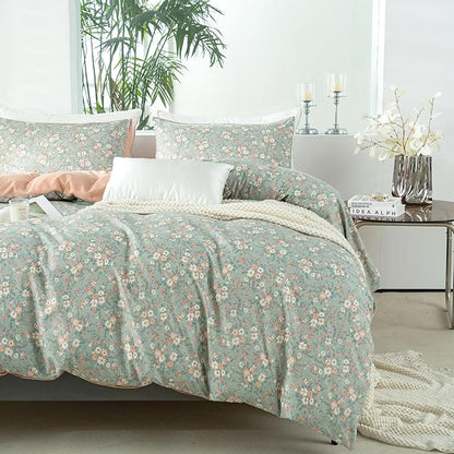 Jane yre King Duvet Cover Floral Brushed Microfiber 3 Pieces Bedding Sets Flower Garden Style Flower Pattern Duvet Cover King Set Floral with Zipper Closure Luxury Soft Breathable Comfy