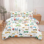 Peopleareok Cartoon Car Kids Comforter Set Queen (90x90 Inch), 3 Pieces Construction Excavator Tractor Bedding Sets for Boys Toddler Children, Super Soft Microfiber Comforter with 2 Pillowcase