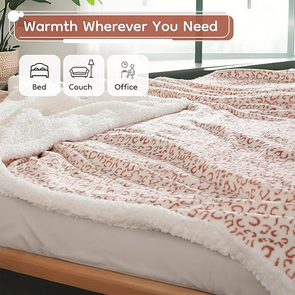 Electric Heated Blanket Full Size 72x84 - Leopard Print Flannel Soft Heating Blanket with 10 Heat Levels & Auto Shut Off, Machine Washable Warm Throw for Bed Couch, Brown White