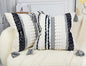 Boho Throw Pillow Covers 16x16 Aesthetic Neutral Boucle Couch Pillow Cover Rainbow Striped Decorative Accent Pillow Case for Couch Bed Sofa Farmhouse,Modern Funky,Set of 2 Black and White