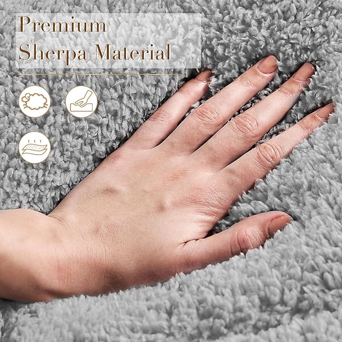 Cymula Pillow Top Mattress Topper King Sherpa Mattress Pad for Back Pain Extra Thick Mattress Pillow Top with 8-21" Deep Pockets Mattress Cover for King Size Bed, Grey