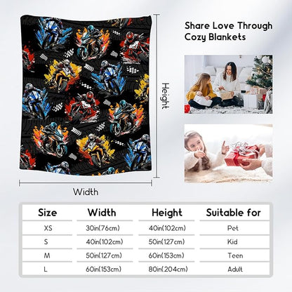 Kids Blanket for Boys Motorcycle Gifts for Toddlers - Cozy Plush Fleece Dirt Bike Throws Decor (30"x40")