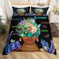 Girl African Duvet Cover Set Twin Size,African Style American Inspirational Quotes Bedding Set Kids Girls Women Room Decor Watercolor Flowers Butterfly Comforter Cover Black Fashion Quilt Cover 2Pcs