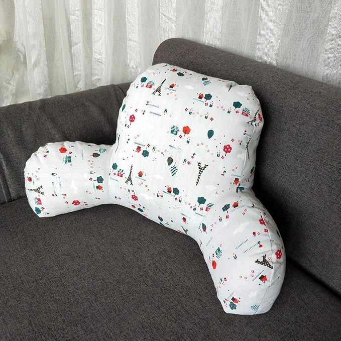 Bohemian Printed Reading Pillow with Support Arms Soft Bed Rest Pillows Back Support Cushion for Kids Reading Watching TV Sitting Up in Bed (20"×15"×8",Tower)