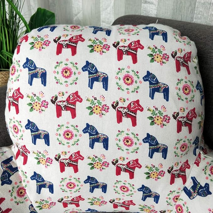 Bohemian Printed Reading Pillow with Support Arms Soft Bed Rest Pillows Back Support Cushion for Kids Reading Watching TV Sitting Up in Bed (20"×15"×8",Horse)