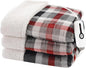 Electric Heated Blanket 72"x84" Full Size, Soft Flannel and Sherpa Double-Sided Material with 4 Heating Levels and 10 Hours Auto-Off, Machine Washable, Cozy Plush Fabric for Home, Black & Red Plaid