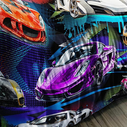 AILONEN Racing Car Comforter Set for Kids Boys Teens Twin Size, Extreme Sports Bed in a Bag,Cool Speed Race Bedding Sets,Colorful Car Theme Duvet Set,1 Quilt and 2 Pillowcases,3 Pieces