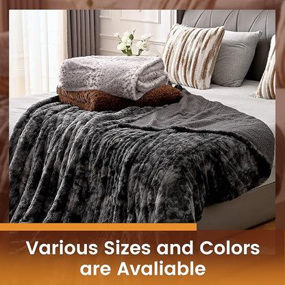 Bearhug Electric Blanket King Size 100"x 90", Dual Controllers Heated Blanket, Reversible Faux Fur & Sherpa, Over-Heat Protect, 10 Heating Levels, ETL, Machine Washable