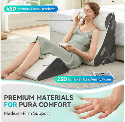 BDEUS 4PCS Bed Wedge Pillow Post Surgery, Orthopedic Sleeping Wedge Pillow Set for Back, Neck and Leg Pain Relief, Acid Reflux, GERD, Memory Foam Support Pillows for After Surgery, White