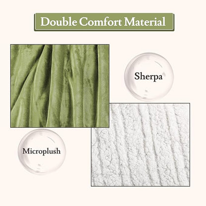 Electric Heated Blanket Flannel & Sherpa 72"x84" Full Size - 4 Heat Levels, 10H Auto Shut Off, Fast Heating, Cozy and Comfortable, Warm Gifts, Machine Washable - Green