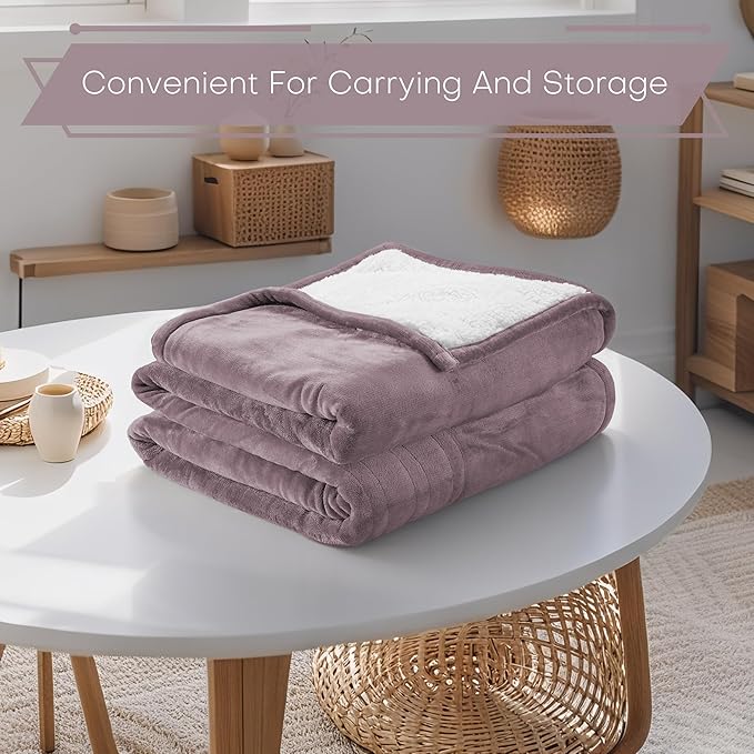 Electric Heated Blanket Full Size 72"x84" - Microplush & Sherpa Fabric Dual-Sided, 6 Heat Settings & 1-10 Hours Auto Off , Cozy Warming Throw for Home, Office, or Bed, Machine Washable, Lavender