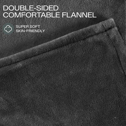 Heated Blanket Queen Size with Dual Control, Electric Blanket Double-Layer Flannel, Heating Blanket with 8 Heating Levels & 10 Hours Auto-Off Machine Washable, ETL Certification (Dark Grey, 84" x 90")