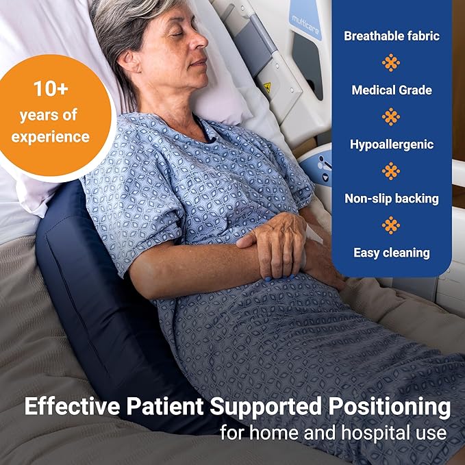 Bedsore Rescue Positioning Pillow Wedge - Tailbone, Sacrum, Buttocks, Standard Size 100-250bs - Hypoallergenic + Moisture Proof - Non-Slip Turning Wedge - Medical Grade Hospital to Home - Made in USA