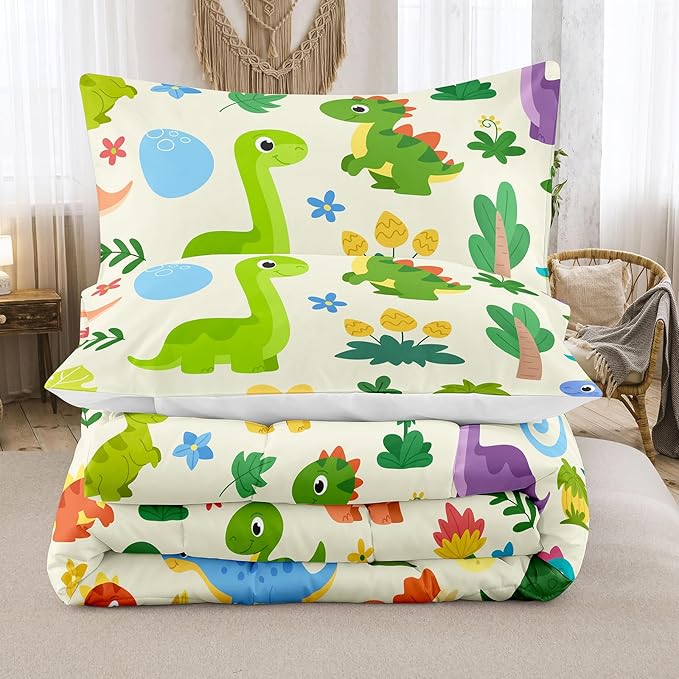 Peopleareok Dinosaur Comforter Set Twin (68x86 Inch) for Boys, 2 Pieces Dinosaur Bedding Set for Girls Teens, Super Soft Lightweight for All Seasons, Includes 1 Comforter and 1 Pillowcase