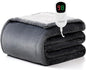Homemate Electric Heated Blanket Twin Size - 62"x84" Heating Blanket Twin Size 1/2/4/6/8 Hours Auto-Off 10 Heat Level Over-Heat Protection Flannel Sherpa ETL Certification