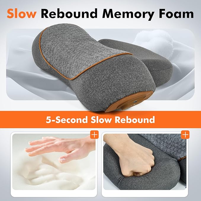 3-in-1 Neck Massager Pillow with Heating & Cervical Traction, Ergonomic Cervical Pillow for Neck Back Shoulder Pain Relief,Cervical Traction Suppor (Brown)