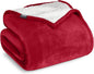 Bare Home Sherpa Fleece Blanket - King Size - Blanket for Bed, Sofa, and Couch - Warm & Lightweight - Fluffy & Soft - Reversible (King, Red)