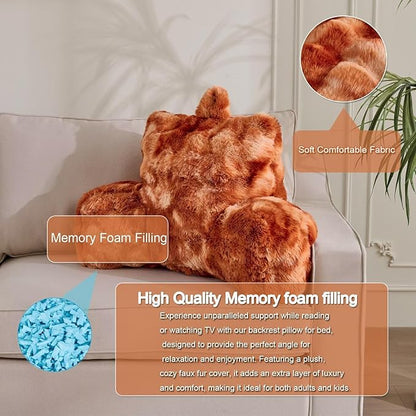 Reading Pillows for Boyfriend Adult,Velvet Back Pillow Bed Wedge Large, Back Rest Support Cushion for Sitting Up in Bed/Couch for Bedrest 18inch-Tie-dye Burnt Orange