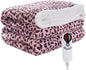 Electric Heated Blanket Full Size 72"×84" with 6 Heating Levels &10Hs Auto Off, Heating Double Sided Plush Sherpa, Fast Heating, Machine Washable Leopard Print Pink & Purple