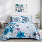 Floral Quilt Set King 3 Pieces Boho Blue Floral Quilt Coverlet Set Soft Microfiber Lightweight Blue Quilted Bedspread for All Season 104"x90"