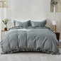 Simple&Opulence Kids 100% Organic Cotton King Duvet Cover Ruffle 3Pcs(1 Comforter Cover 2 Pillowcases) Cute Lace Vintage Boho Shabby Chic Farmhouse Bedding Set Teen Girls(Gray, King)