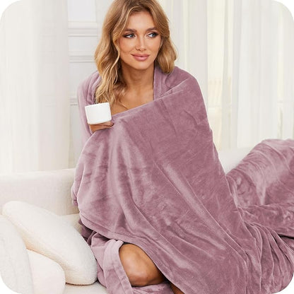 Electric Heated Blanket Twin Size 62×84, Breathable & Luxurious Flannel,Soft Warm Gift with Over-Heat Protection,4 Heating Levels & 10 H Auto Shut Off, Machine Washable, Purple