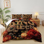 King and Queen Comforter Set Black and Gold，King and Queen Bedding Set，Red Floral Quilt Set King Size，with 1 Comforter with 2 Pillow Case