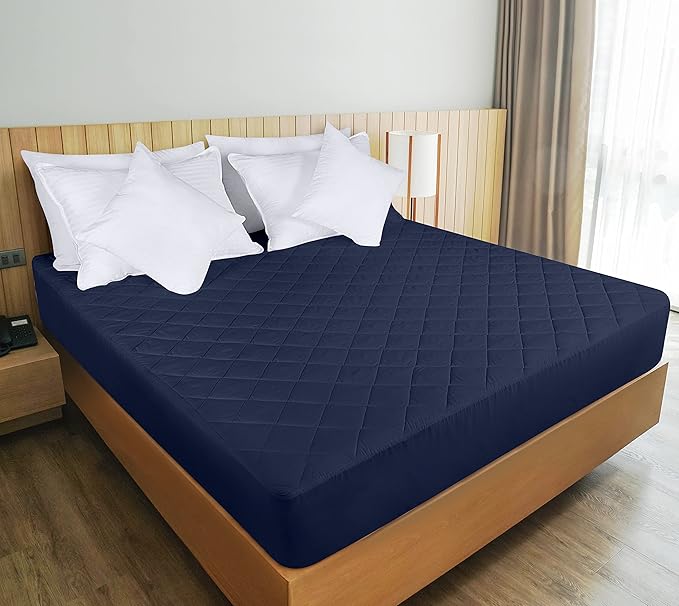 Utopia Bedding Quilted Fitted Mattress Pad, Full Size, Elastic Fitted Mattress Topper Protector and Cover with Deep Pocket Stretches up to 16 Inches, Machine Washable (Navy)