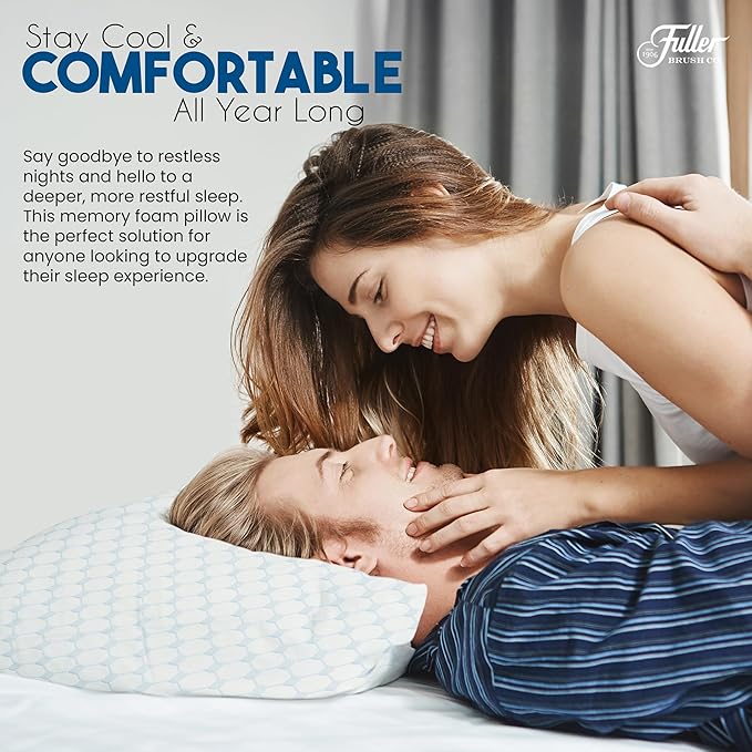 Fuller Cooling Memory Foam Pillow – Orthopedic Cervical Pillow for Neck Pain, Headache & Snoring Relief – Soft Washable Cover, Breathable Fabric, Ergonomic Design for Side & Back Sleepers